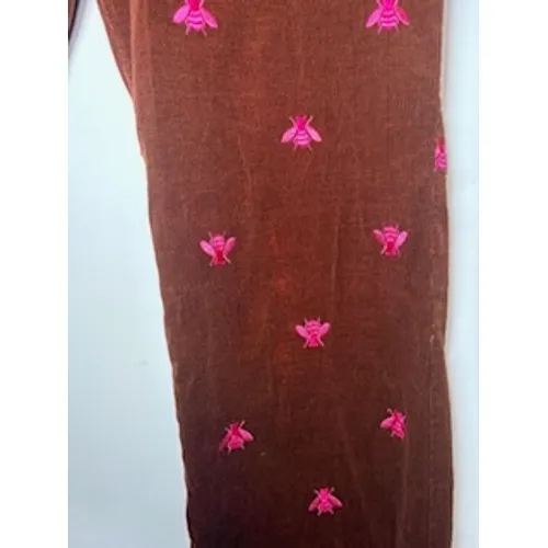 Lilly Pulitzer Corduroy Pants Brown Pink Bee‎ Embroidered Preppy Whimsical 12 - Image 8