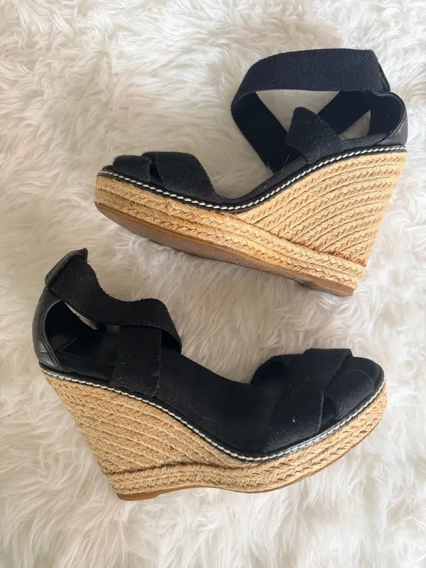 Tory Burch Adonis Elastic High Wedge Espadrilles in Black - Image 6