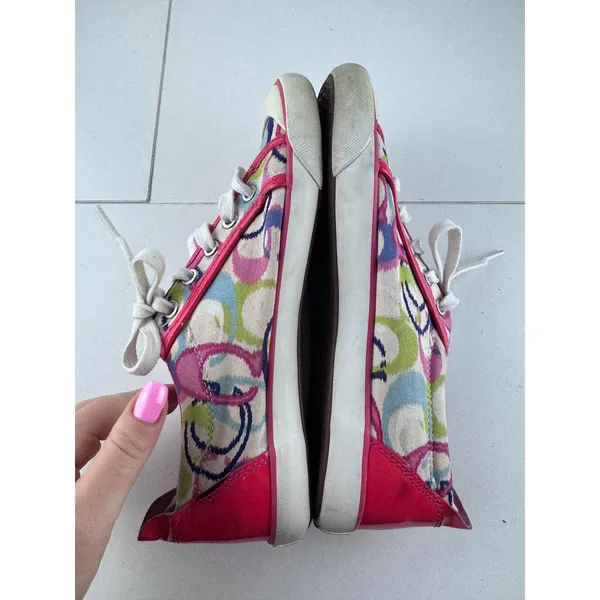 Coach Barrett Poppy canvas sneakers Signature Pattern Tennis Shoes Size‎ 8.5B - Image 5