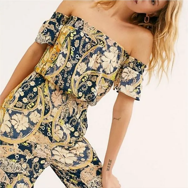 Free People Carmen Jumpsuit Paisley Small - Image 2
