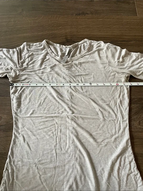 Skims Sheer Gray Short Sleeve Tee, Size Medium, See Flaw - Image 4