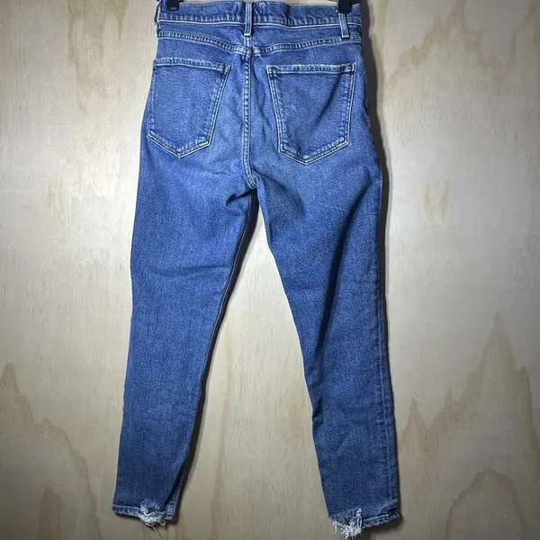 AGOLDE Nico High-Rise‎ Skinny Jeans Blue Bottom Distressed Denim Jeans Size 27 - Image 5