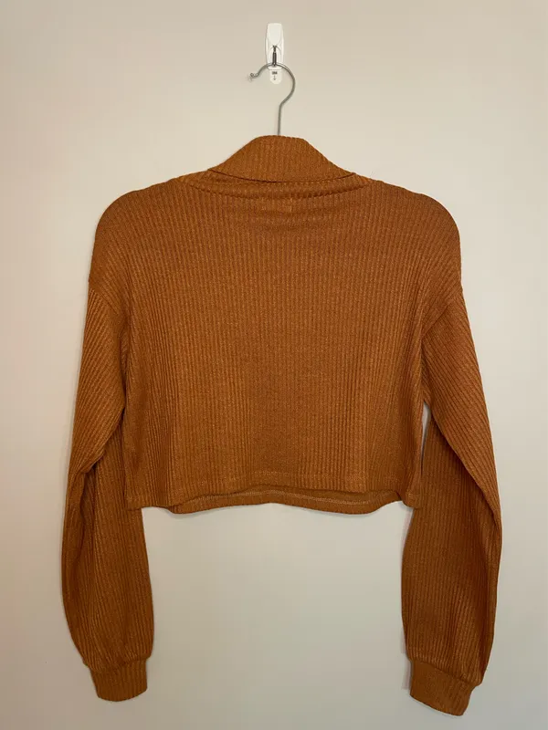 Ardene Cropped Ribbed Turtle Neck Sweater, Burnt Orange, Size M, NWOT - Image 2