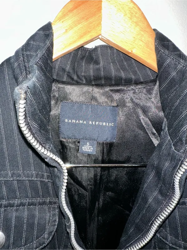 Banana Republic Y2K moto blazer jacket navy small - Image 3