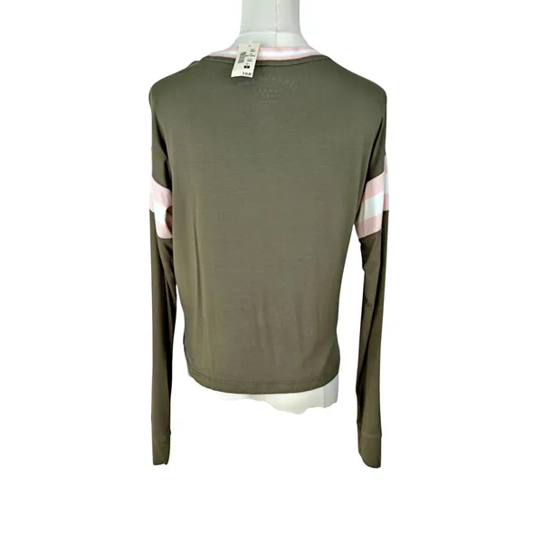 Aeropostale Seriously Soft Long Sleeve Tomboy Tee Olive Pink SMALL NWT - Image 3