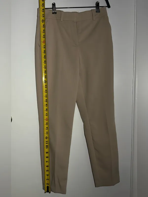 H&M Women's Straight-Leg High-Waist Trousers - Beige - Image 4