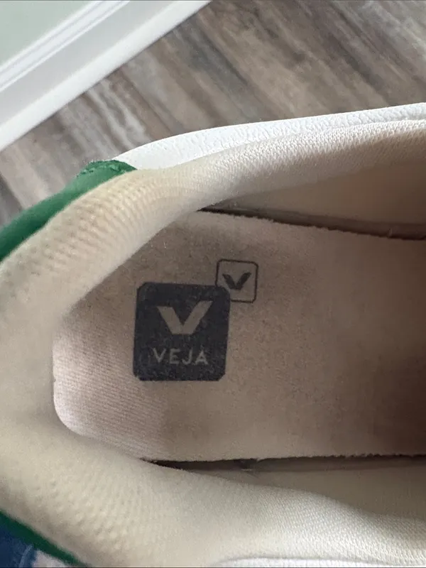 Veja Campo Leather Sneakers in White with Emerald Green size 5 - Image 12