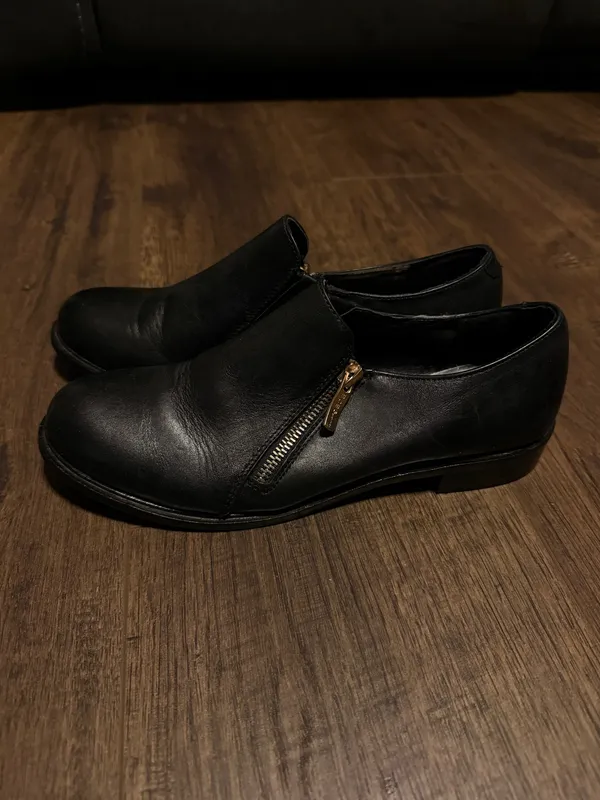 BCBGeneration Women’s Black Leather Slip-On Shoes with Side Zipper - Image 3
