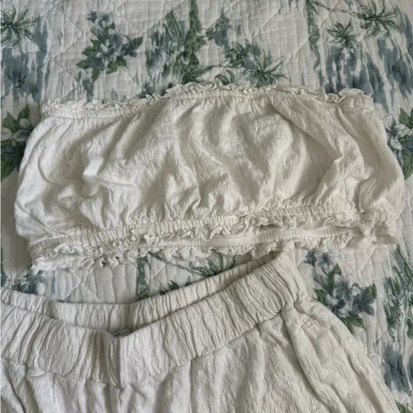 Free People Twyla Beach Shorts Top Bandeau Bra Set M Ivory White Free-EST - Image 11