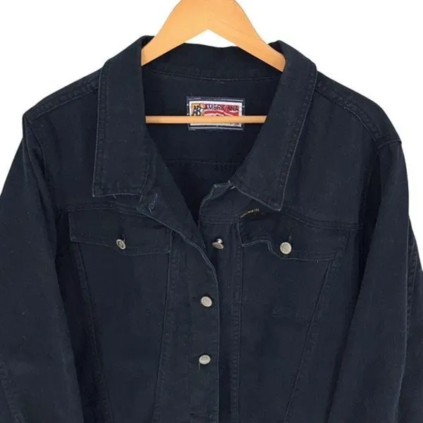 Americana Blues Womens Button Front Denim‎ Jean Trucker Jacket Black Size XL - Image 2