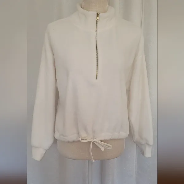 Old navy Cozy Faux-Fur Half-Zip Cinch-Hem Sweatshirt - Image 6