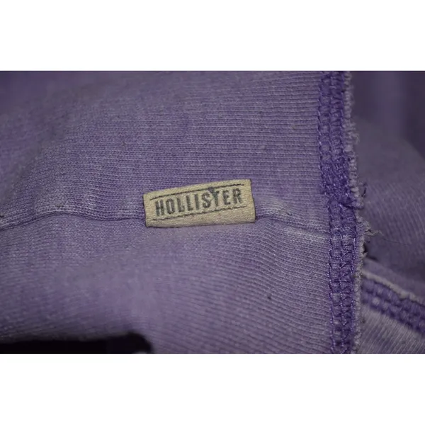 Hollister Short Sleeve Hoodie Womens XL Purple Good Distressed Raw Hem Y2K - Image 6