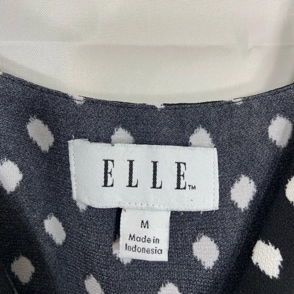 ELLE women’s black white polka‎ dotted ruffle mini adjustable strap summer dress - Image 3
