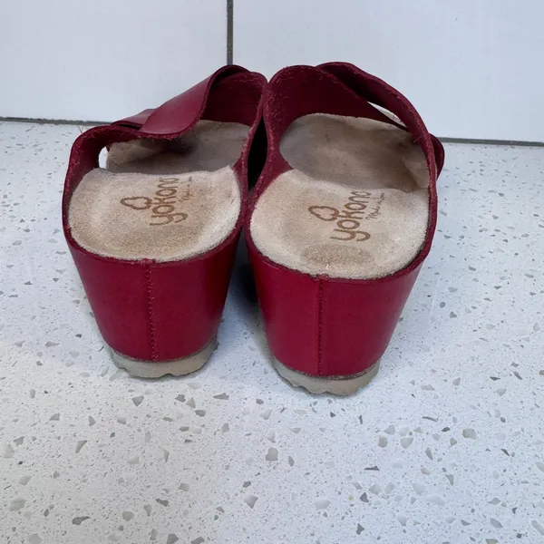 Yokono Red Leather Crisscross‎ Wedge Sandals Womens Size 9 Made in Spain - Image 6
