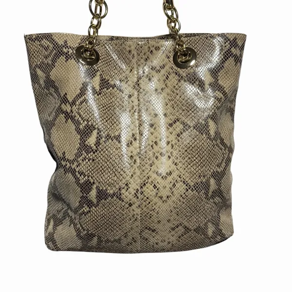 Cynthia Rowley Snakeskin Shoulder Bag Genuine Leather Gold‎ Hardware Mob wife - Image 4