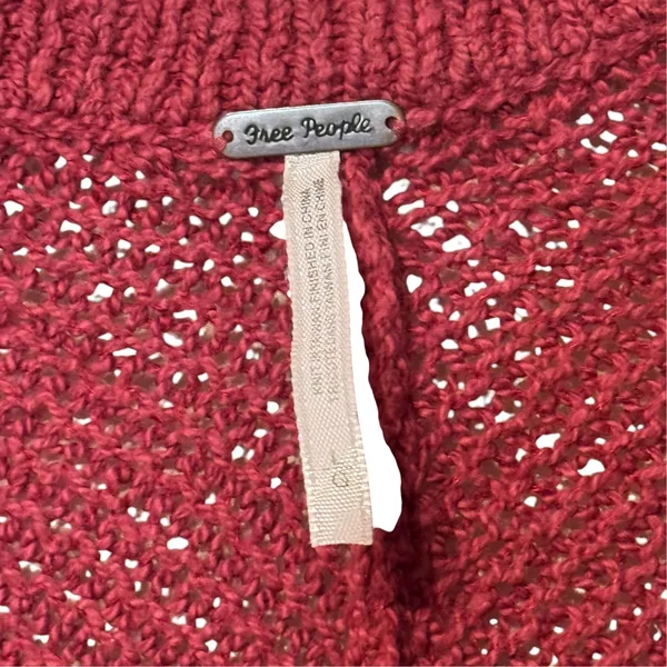 Free People Womens Sweater Long Sleeve Cardigan Snap Button Slouchy Red Large - Image 6