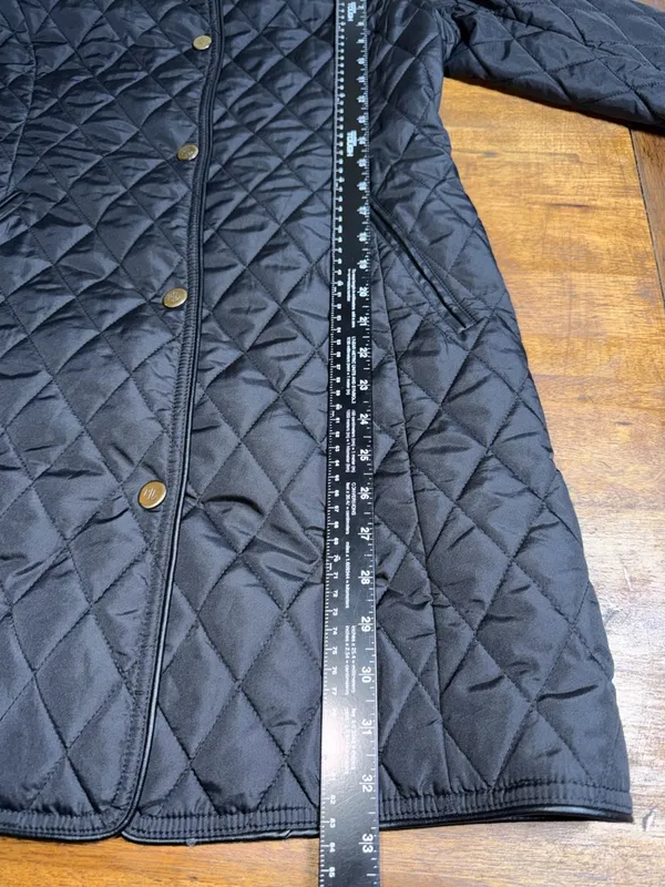 Lauren Ralph Lauren Black Quilted Coat with‎ Cream Faux-Sherpa Collar - Image 8
