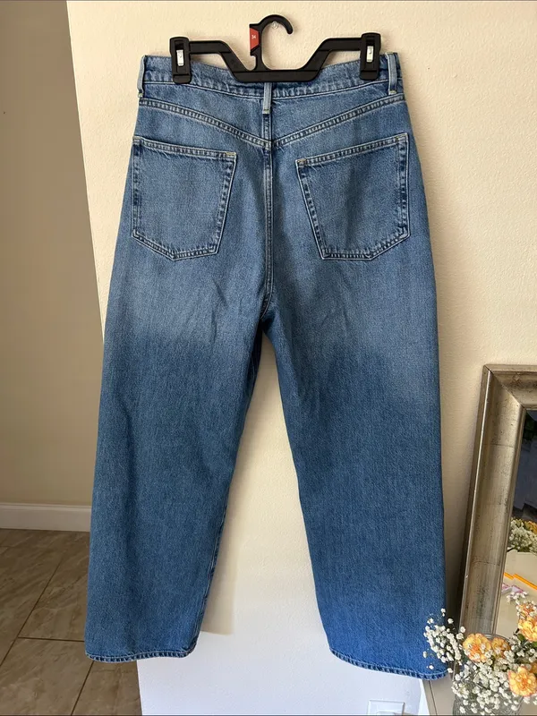 Buck Mason deck ridge twill high-rise, wide leg, blue cotton denim jeans 29” - Image 5