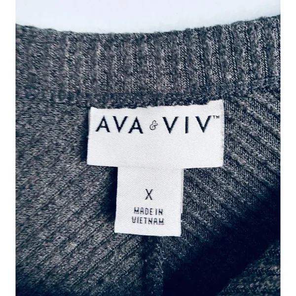 Ava & Viv Gray Sweater Ribbed Like XL - Image 2