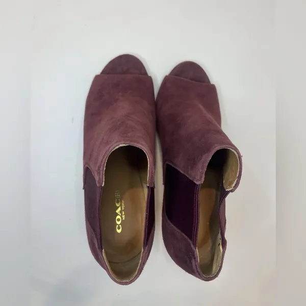 Coach Adrianna Suede Burgundy Peep Toe Heels Ankle‎ Boots Size 5 - Image 5