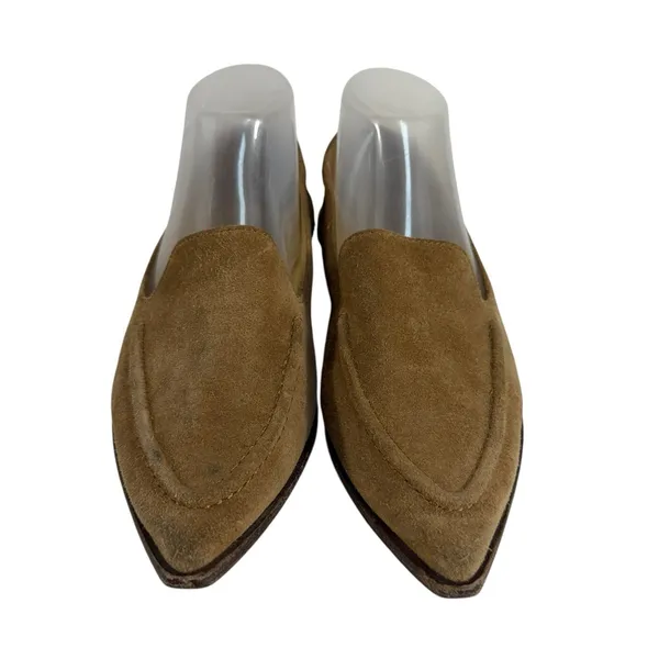 Frye Sz‎ 7.5 Loafer Suede Leather Kenzie Mic Stitch Pointed Toe Shoes Beige Tan - Image 3