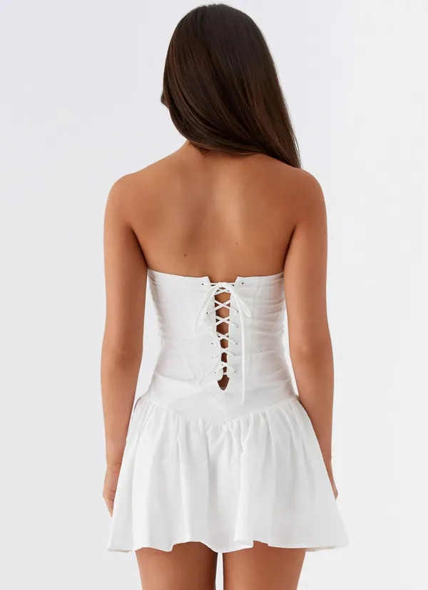 Peppermayo Linen Cotton Strapless Mini Dress Size 6 NWT Coastal chic Bachelorett - Image 2