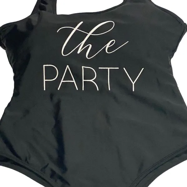 Black High Cut One Piece Swimsuit "The Party" Size Large - Image 4