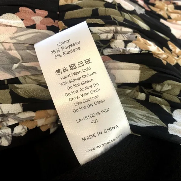 LAVISH‎ ALICE Black Floral Asymmetrical Ruffle Strapless Dress Size US 8 NEW - Image 10