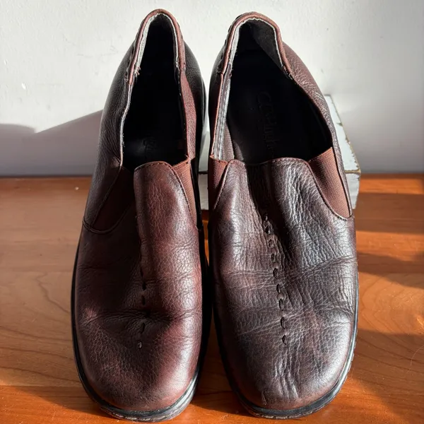 CC Hughes Womens Brown Leather Slip On Wedge Loafers Comfort Shoes Size‎ 7.5 - Image 3