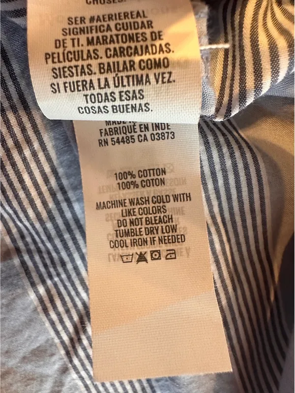 NWT Aerie Oversized Button Down Shirt Cotton Blue Striped Women’s Large - Image 8