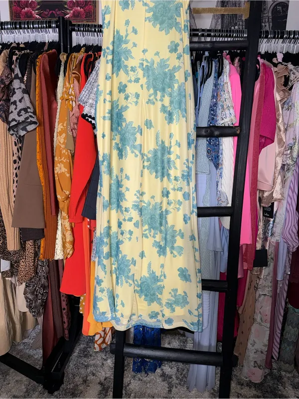 Selfie Leslie Fortune Lace Trim Floral Mesh Midi Dress Womens XL EUC - Image 14