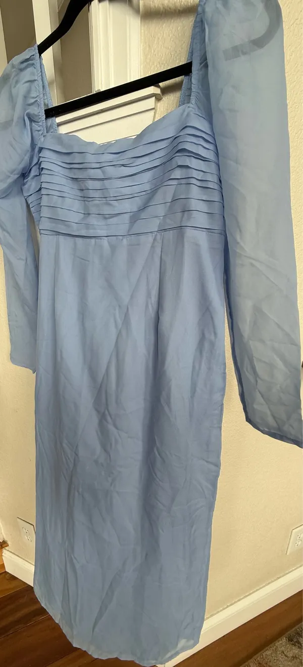 Abercrombie and fitch chiffon midi dress puff sleeve blue new - Image 2