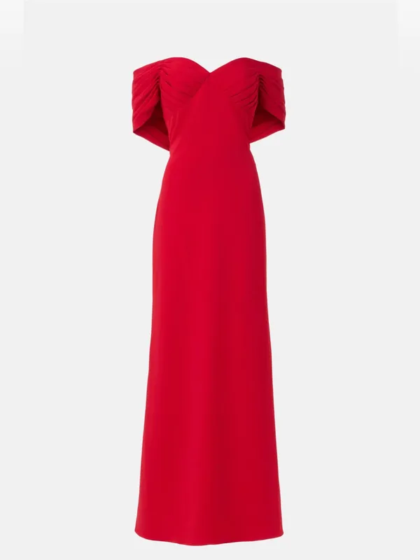 Badgley Mischka Off-The-Shoulder Gown with pleats and a draped back 6 - Image 4
