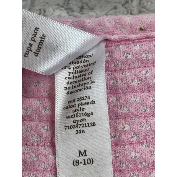 White Stag Pink Seersucker Snap Front House‎ Coat Floral Embroidered Robe M 8-10 - Image 9
