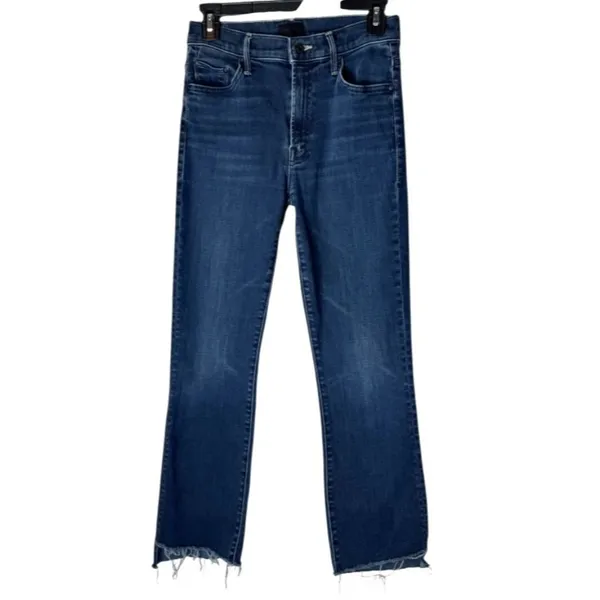 Mother Jeans Women 26 Blue Denim‎ Night Tripper The Insider Crop Fray Streetwear - Image 2