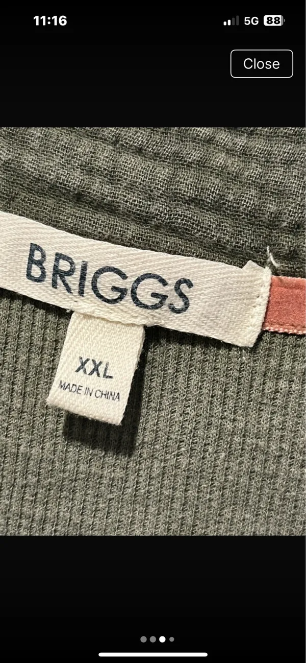 Briggs New York Olive Green Waffle Knit Shacket Shirt Jacket Medium - Image 3