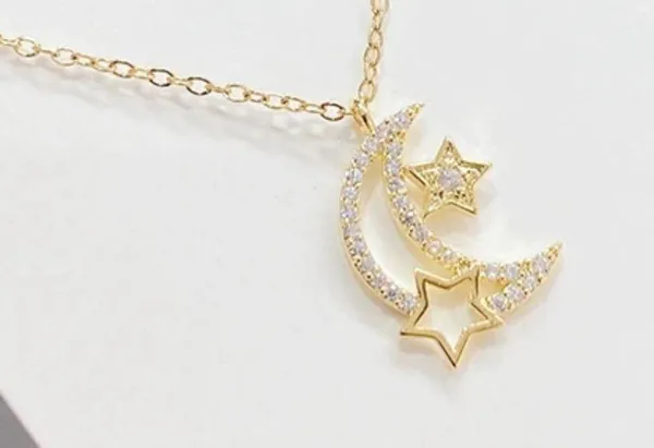 Gold Star and Moon Pendant Necklace - Image 2