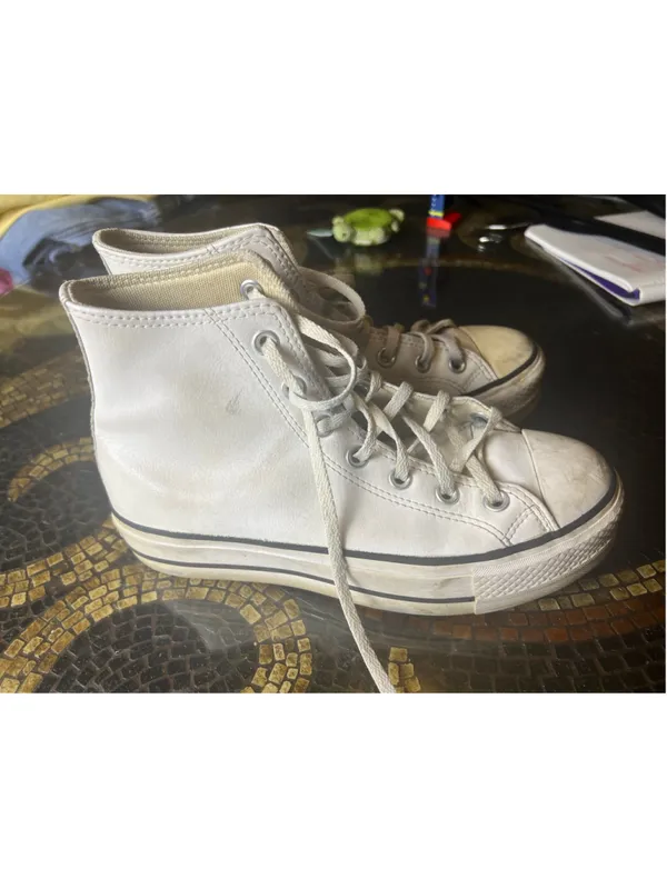 Converse Chuck Taylor All Star Leather Platform High Top Sneakers White Women’s - Image 5