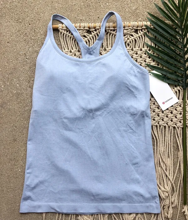 Lululemon NWT Ebb To Street Tank Top Size 12 - Blue Linen - Image 4