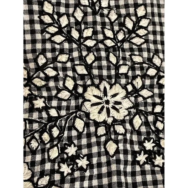 Free People Sunny Day Floral Embroidered Gingham Mini Dress Womens Medium Lace - Image 11