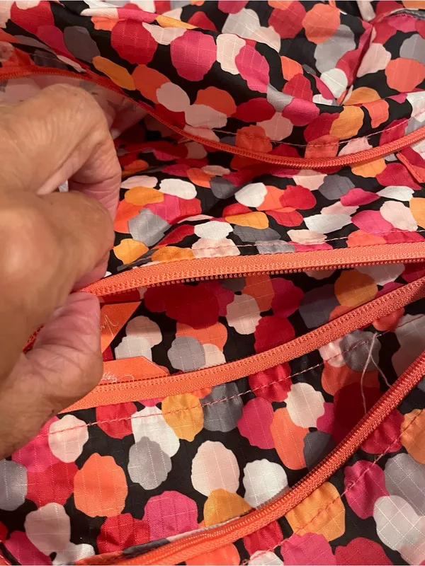 Vera Bradley Pixie Confetti Backpack ReActive Lightweight Pink Orange Double Zip - Image 6