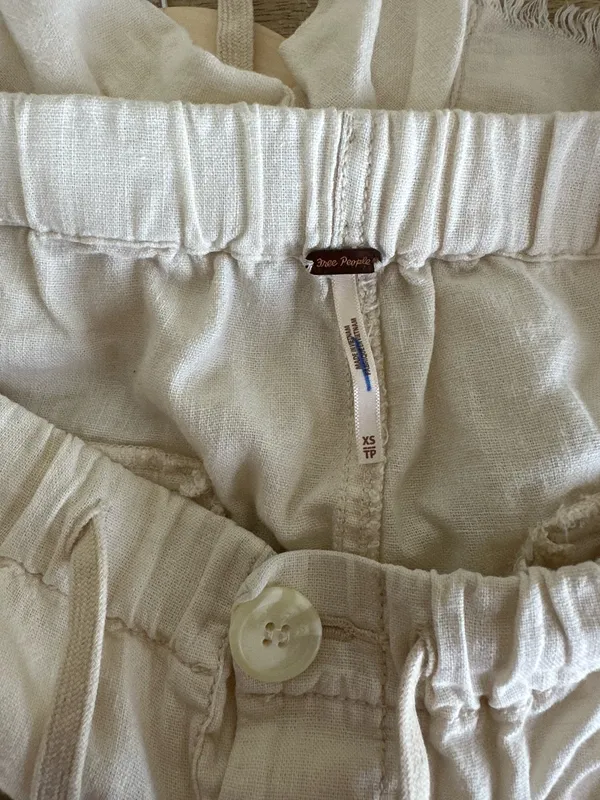 Free People Linen Rayon Raw Hem Beach Shorts - Image 2