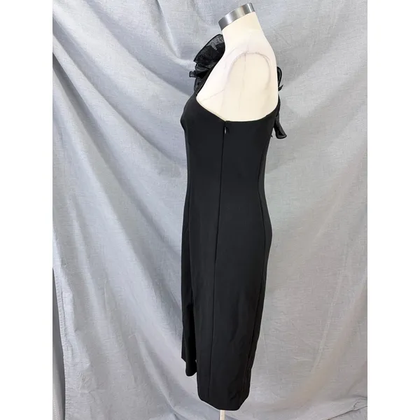 NWT Aidan Mattox Black One Shoulder Ruffle Cocktail Dress Sz‎ 10 - Image 8