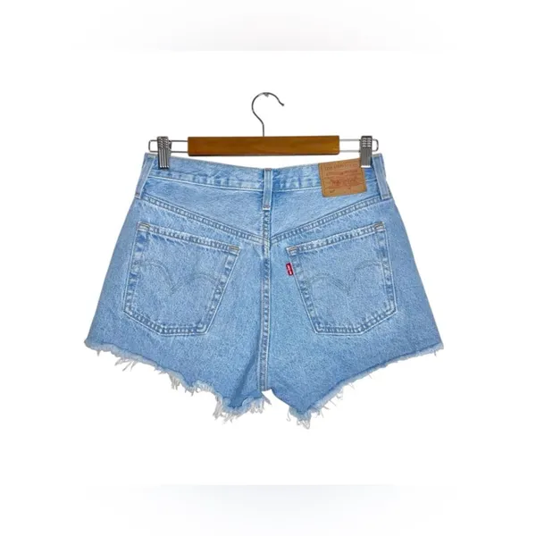 Levi's Womens 501 Original High Rise Raw Hem Cutoff Denim Shorts Light Wash 27 - Image 4