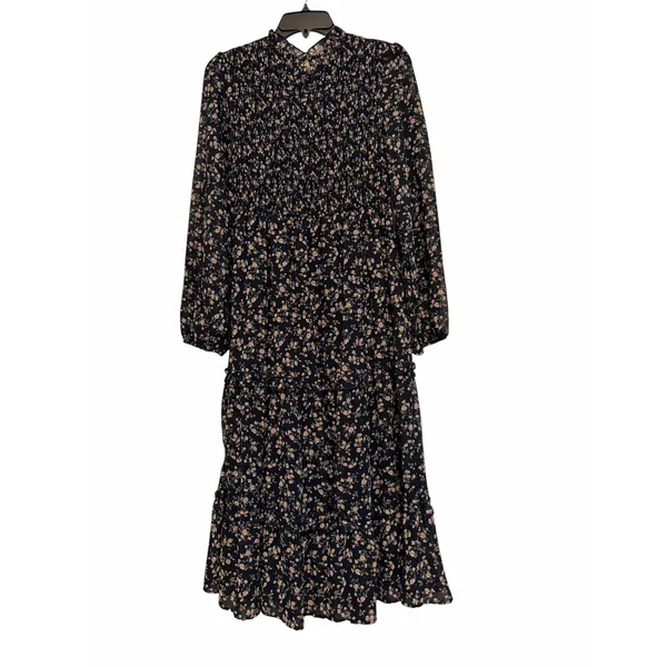 Petal + Pup Edwina Smocked Navy Tiered Smocked Floral Dress - Size S - Image 5