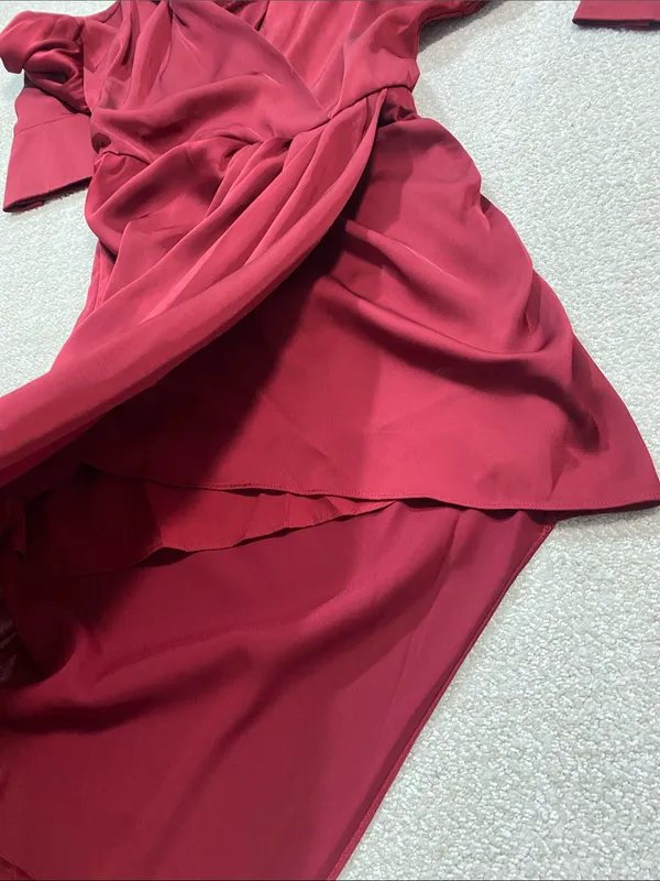Vici Burgundy Satin Twist-Waist Midi Dress Size Xs - Image 16