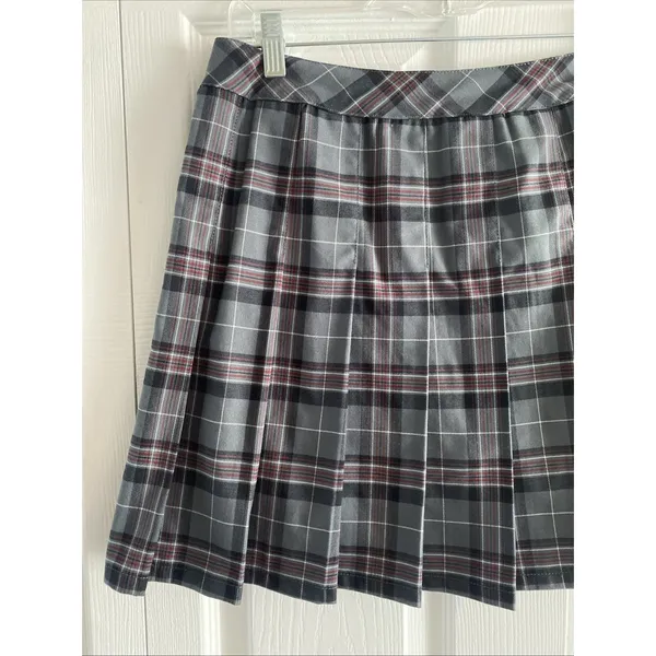 Beetlejuice Plaid Pleated Skort Womens Size S Grey Red Goth Schoolcore Academia - Image 2