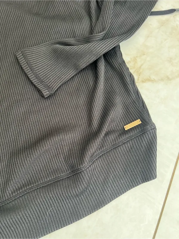 NEW ALALA Black Ribbed Hoodie Size Small - Image 5