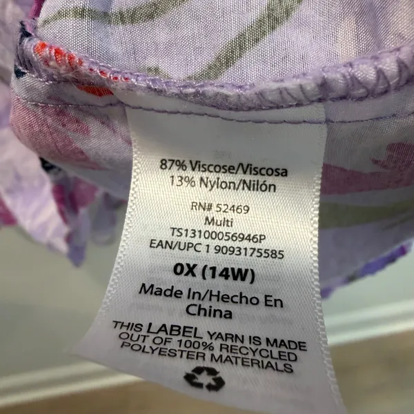 Terra & Sky Women's Plus 0X 14W Purple Floral Ruffle Sleeve Maxi Dress Tiered - Image 8