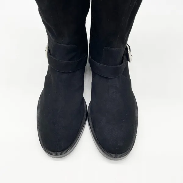 NEW Schutz Luidi Womens‎ 7 Buckled Suede Leather Knee Boot Black Side Zip - Image 5
